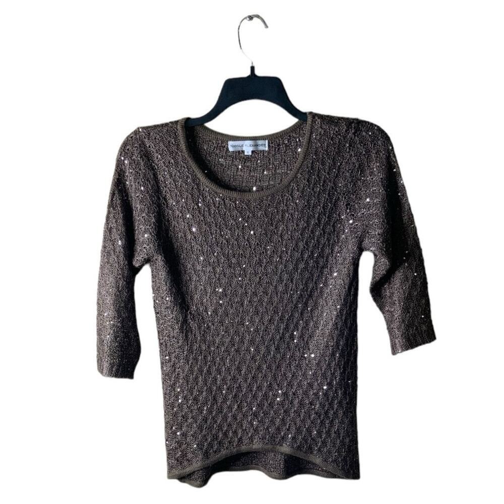 Nicole Alexander Vintage Top Womens Small 3/4 Sleeve Chunky Knit Stretch Preppy